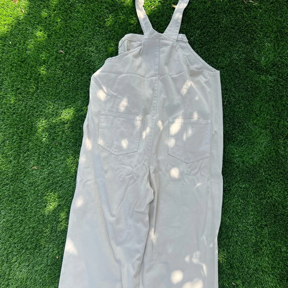 Nasty Gal Beige Overalls with Button Details - Picture 2 of 3